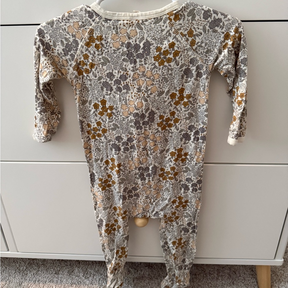 Quincy Mae Floral Footie - Gray and Brown - Picture 2 of 2